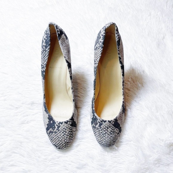 J. Crew Snakeprint Canvas Heels Round Toe Multi SZ10 - Picture 8 of 8
